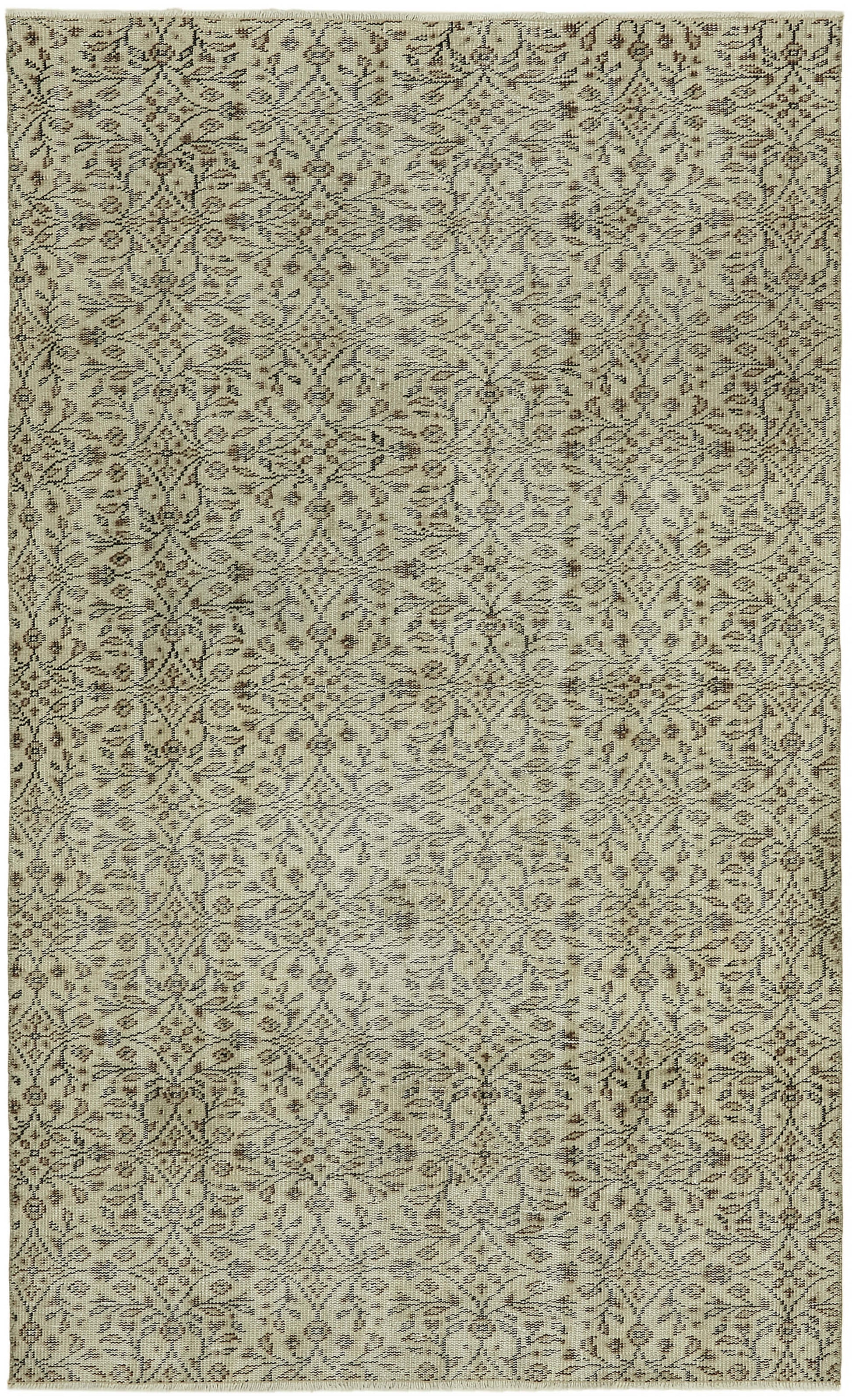4x7 Beige Turkish Vintage Area Rug - 45840