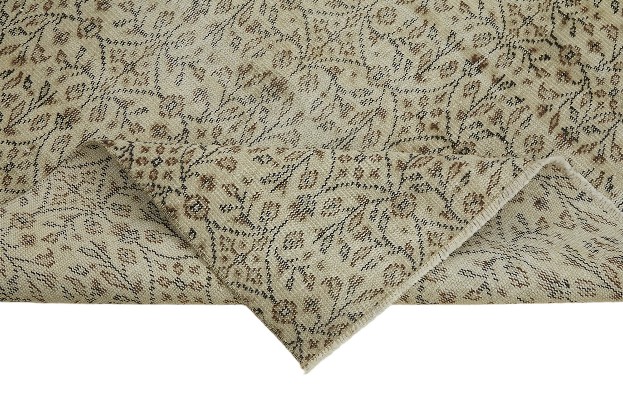 4x7 Beige Turkish Vintage Area Rug - 45840