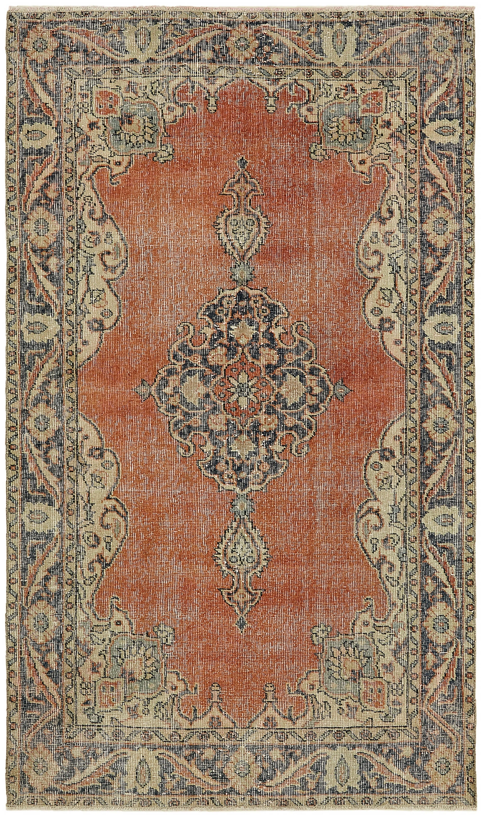 4x6 Red Turkish Vintage Area Rug - 45841