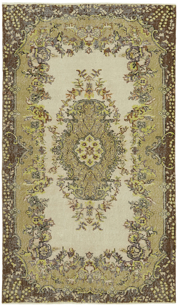 4x7 Beige Turkish Vintage Area Rug - 45842
