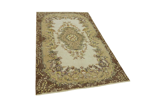 4x7 Beige Turkish Vintage Area Rug - 45842
