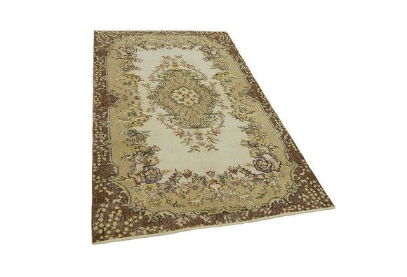 4x7 Beige Turkish Vintage Area Rug - 45842