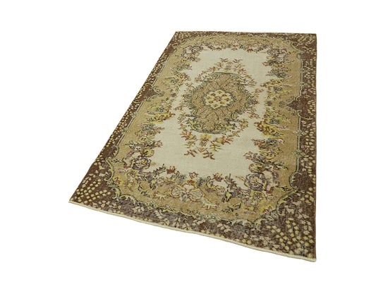 4x7 Beige Turkish Vintage Area Rug - 45842