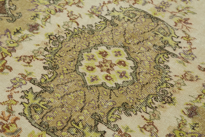 4x7 Beige Turkish Vintage Area Rug - 45842