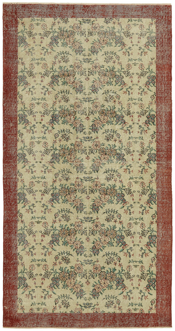 4x7 Beige Turkish Vintage Area Rug - 45843