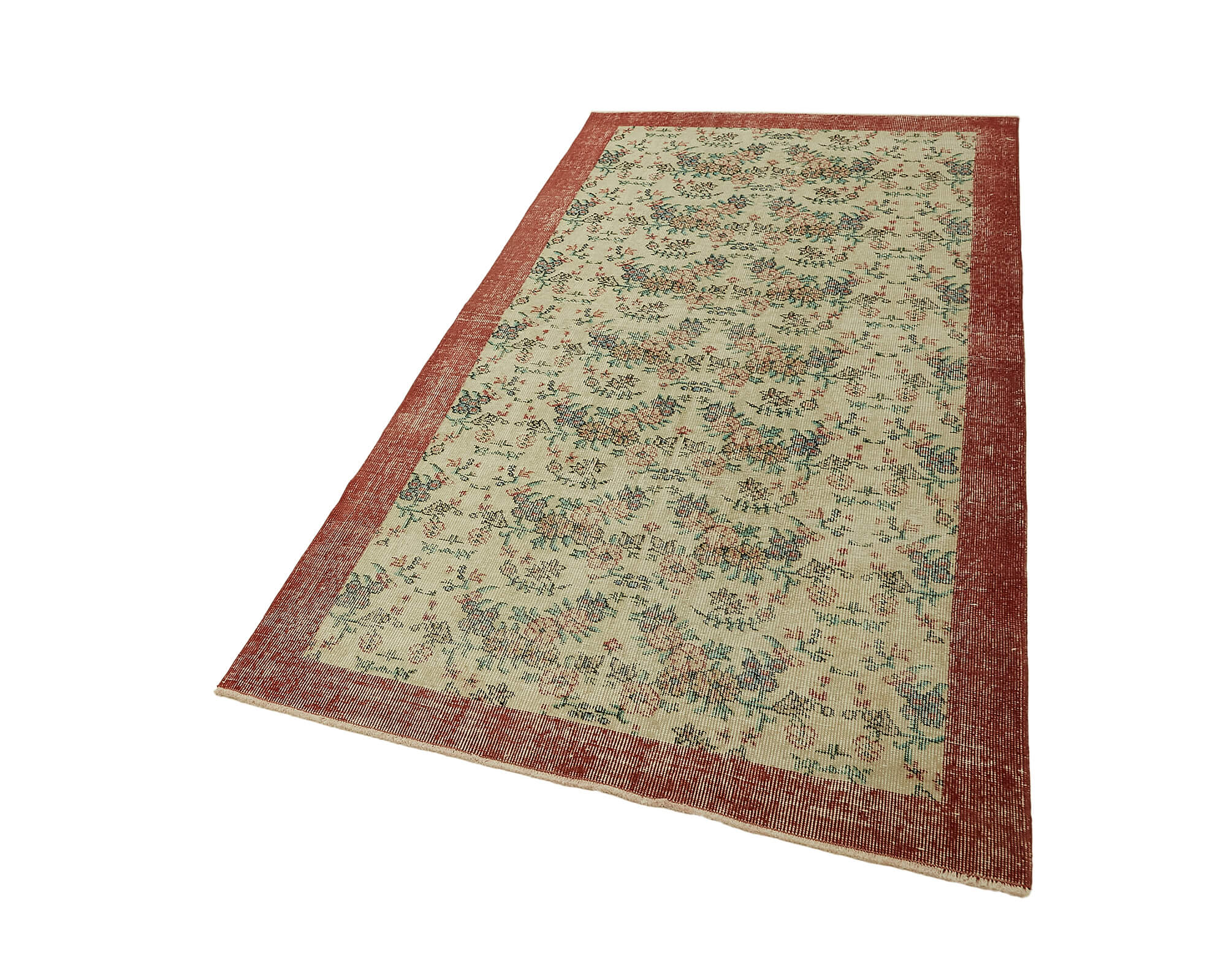 4x7 Beige Turkish Vintage Area Rug - 45843