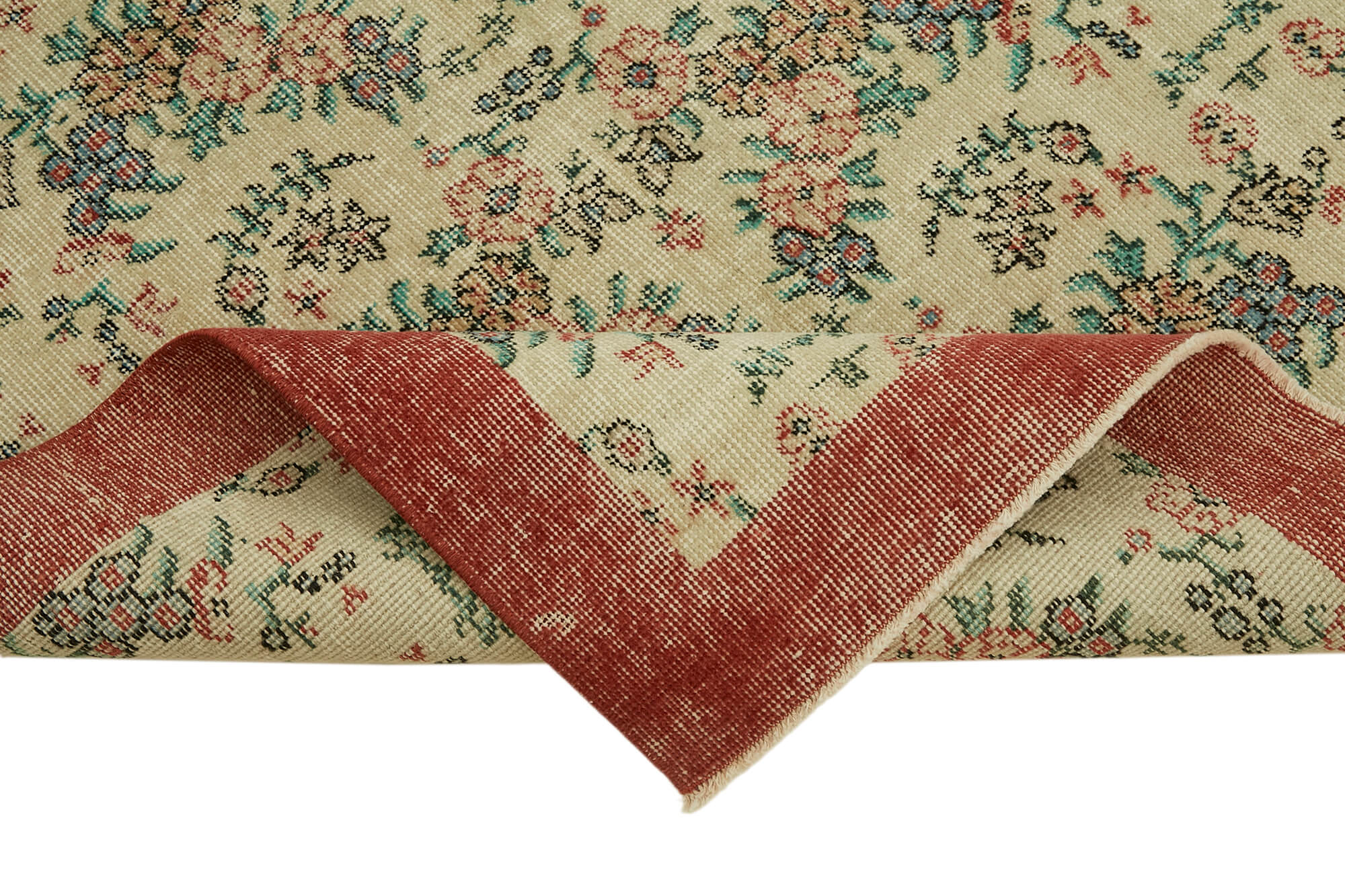 4x7 Beige Turkish Vintage Area Rug - 45843