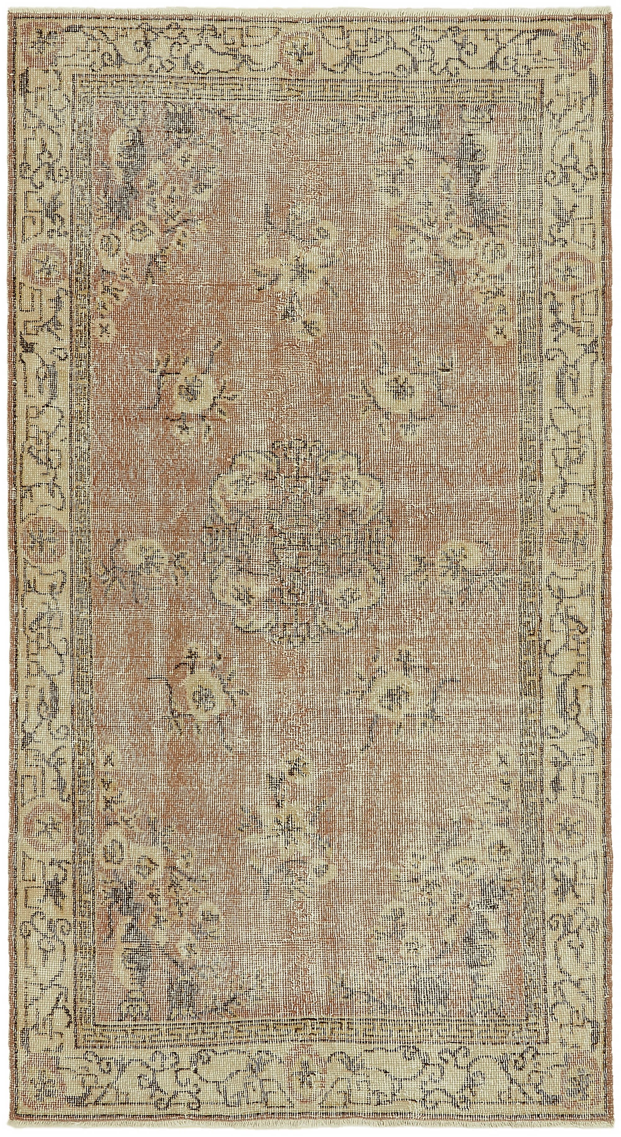 4x7 Beige Turkish Vintage Area Rug - 45849