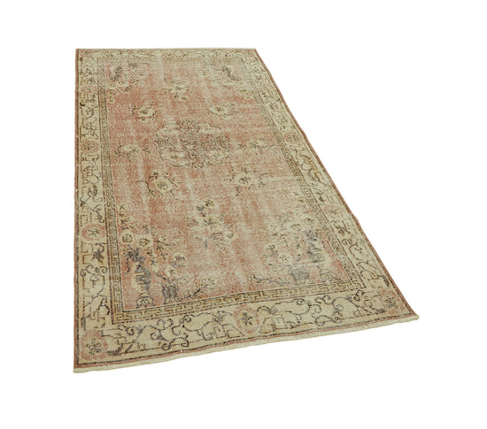 4x7 Beige Turkish Vintage Area Rug - 45849