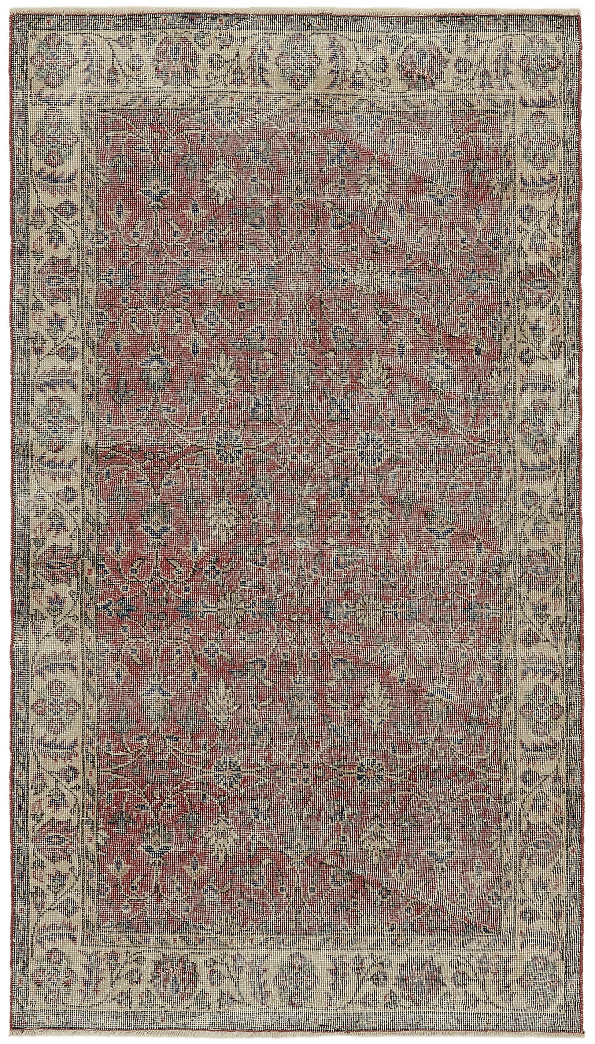 4x7 Red Turkish Vintage Area Rug - 45850