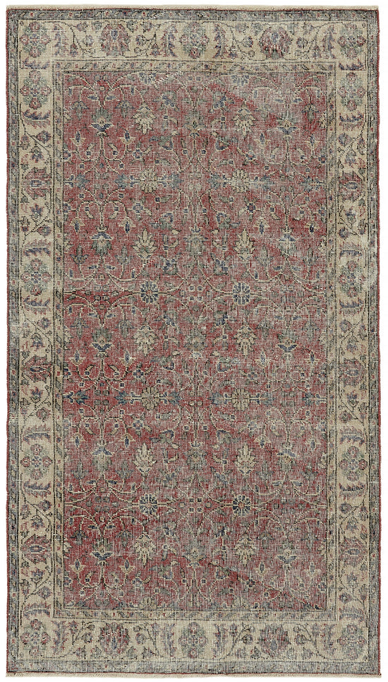 4x7 Red Turkish Vintage Area Rug - 45850