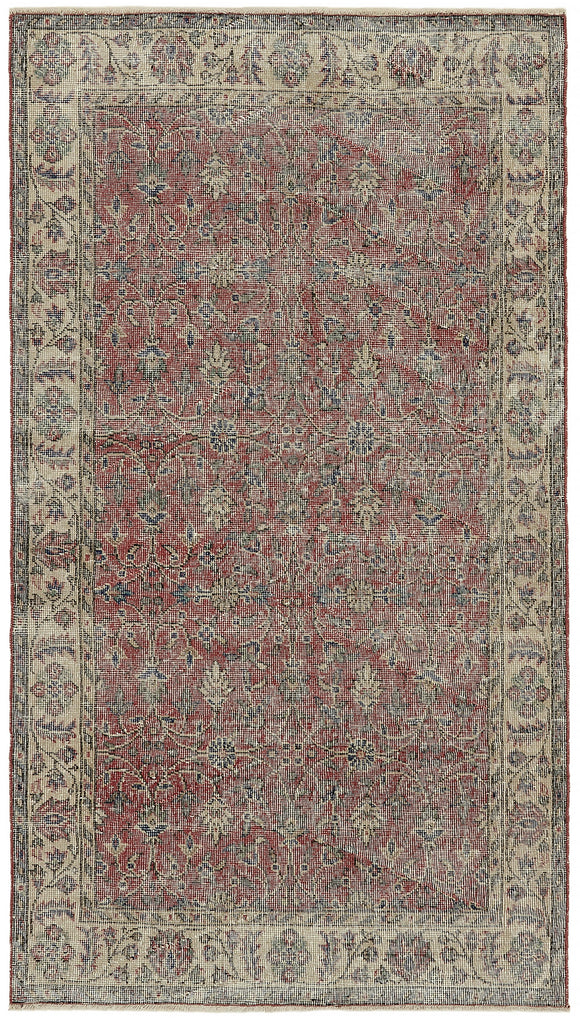 4x7 Red Turkish Vintage Area Rug - 45850