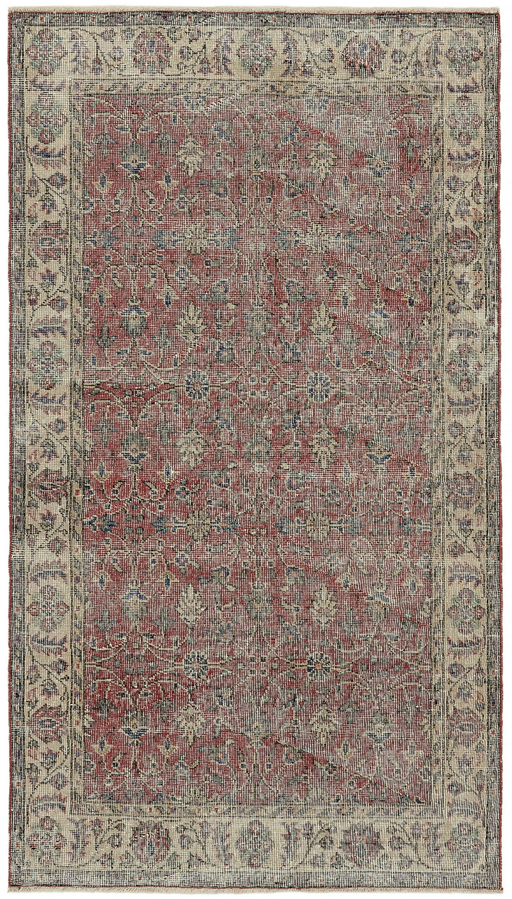 4x7 Red Turkish Vintage Area Rug - 45850