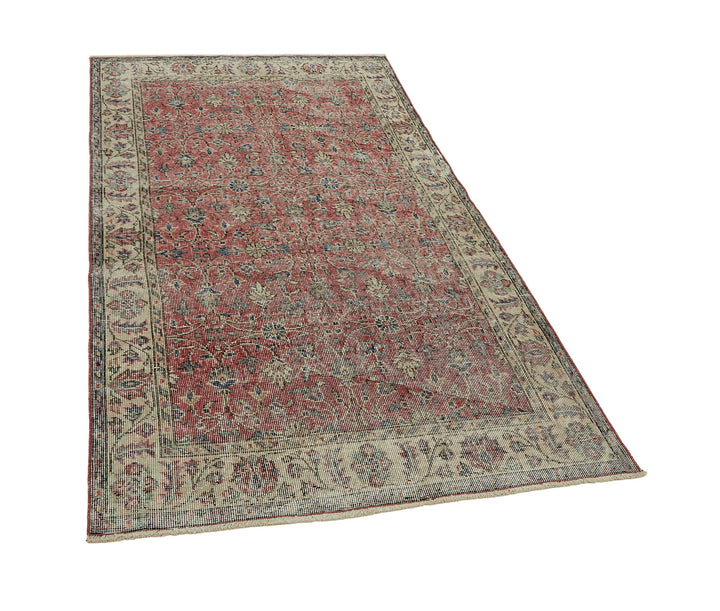 4x7 Red Turkish Vintage Area Rug - 45850