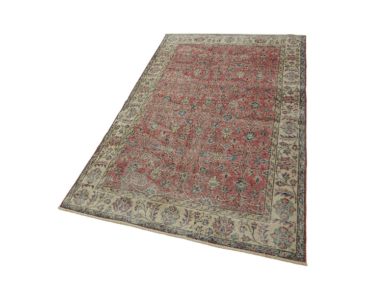 4x7 Red Turkish Vintage Area Rug - 45850