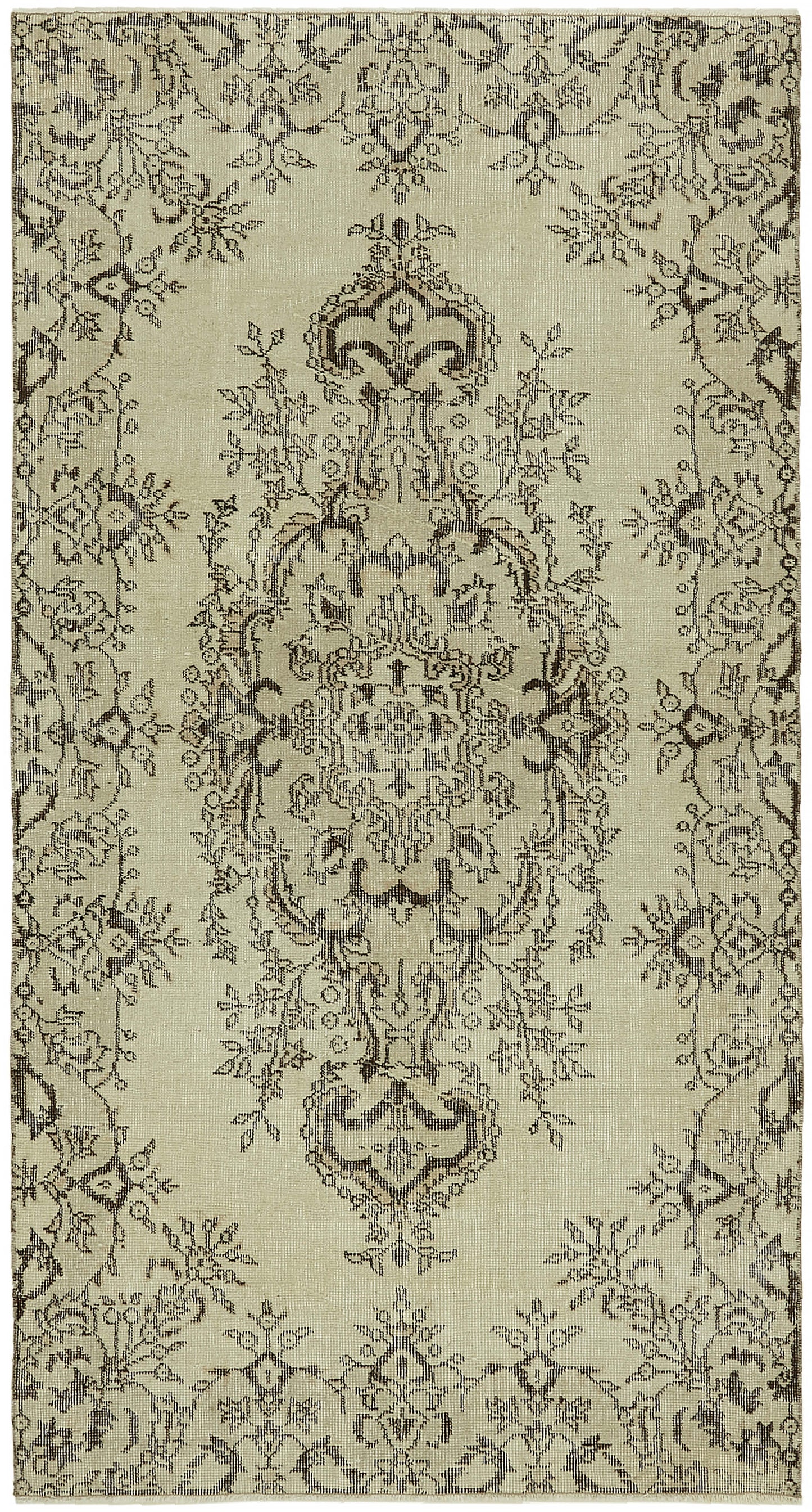 4x7 Beige Turkish Vintage Area Rug - 45856