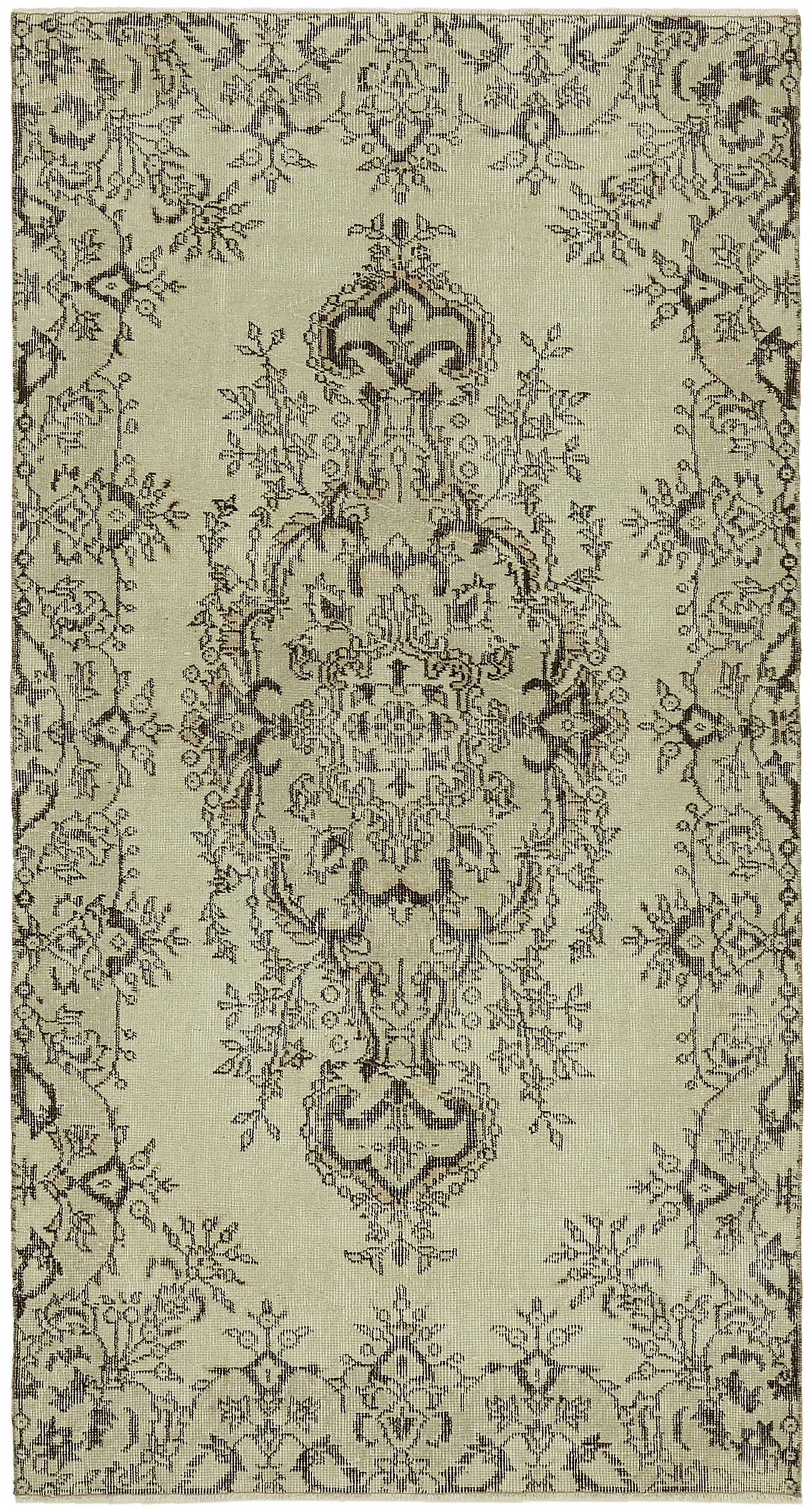 4x7 Beige Turkish Vintage Area Rug - 45856