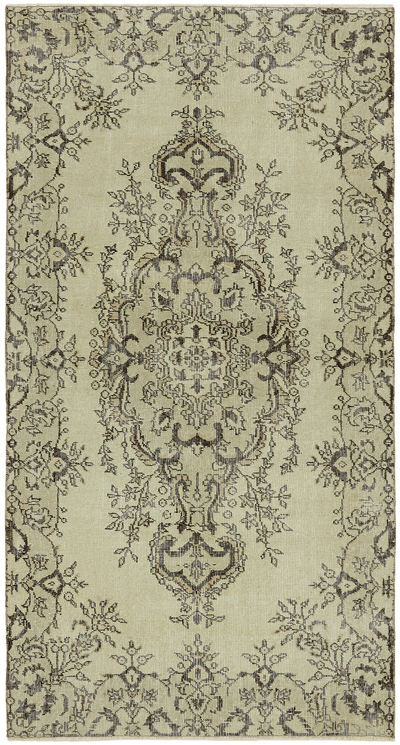 4x7 Beige Turkish Vintage Area Rug - 45856
