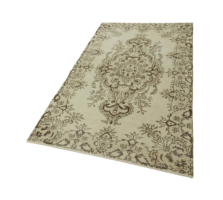 4x7 Beige Turkish Vintage Area Rug - 45856
