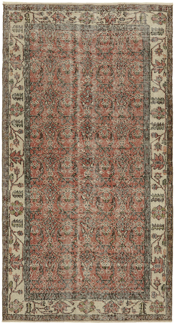 4x6 Red Turkish Vintage Area Rug - 45857