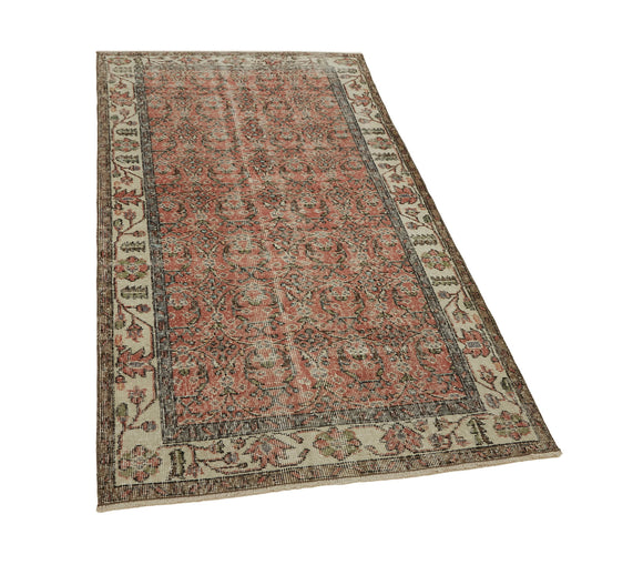 4x6 Red Turkish Vintage Area Rug - 45857