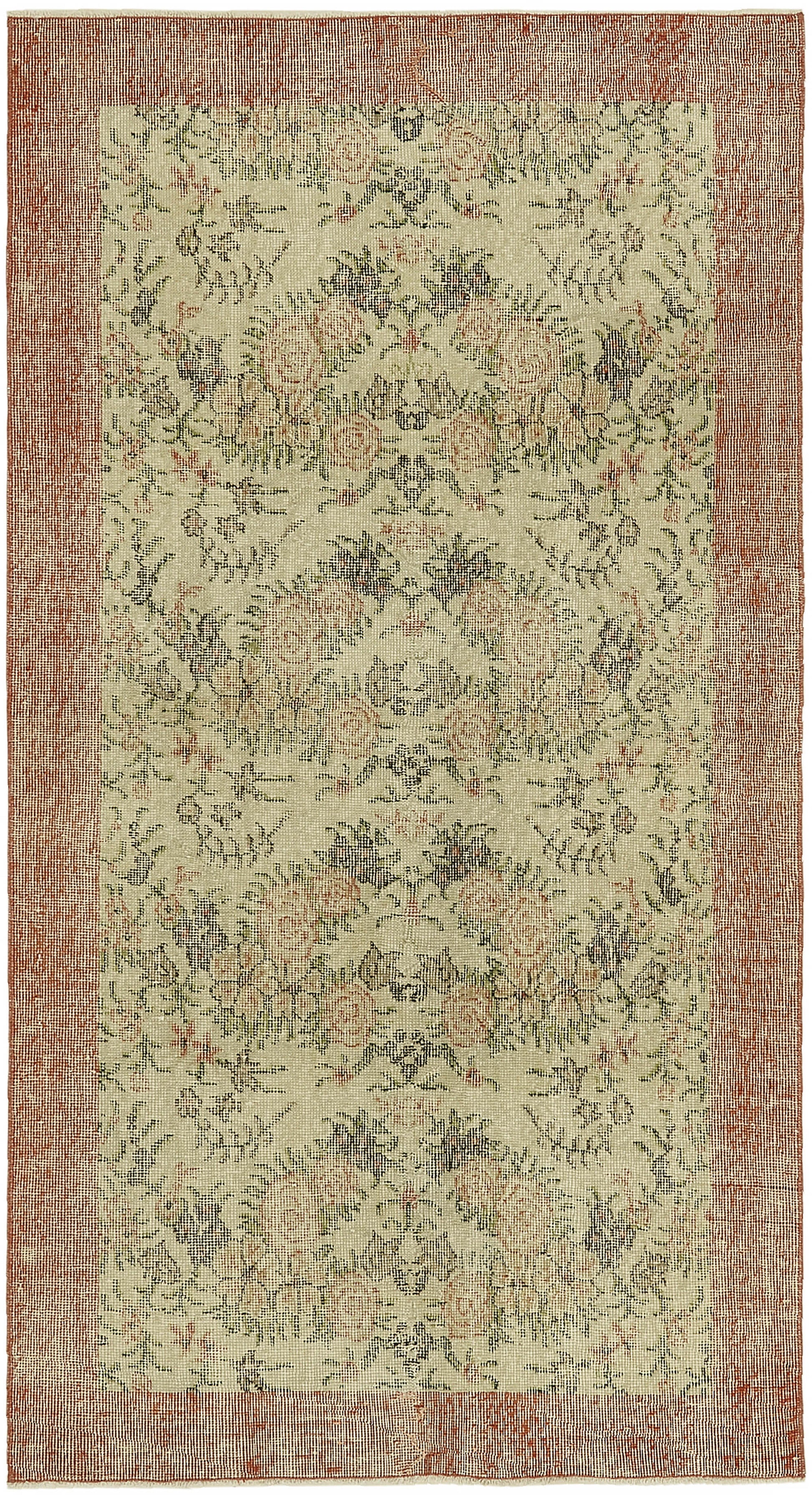 4x7 Beige Turkish Vintage Area Rug - 45859