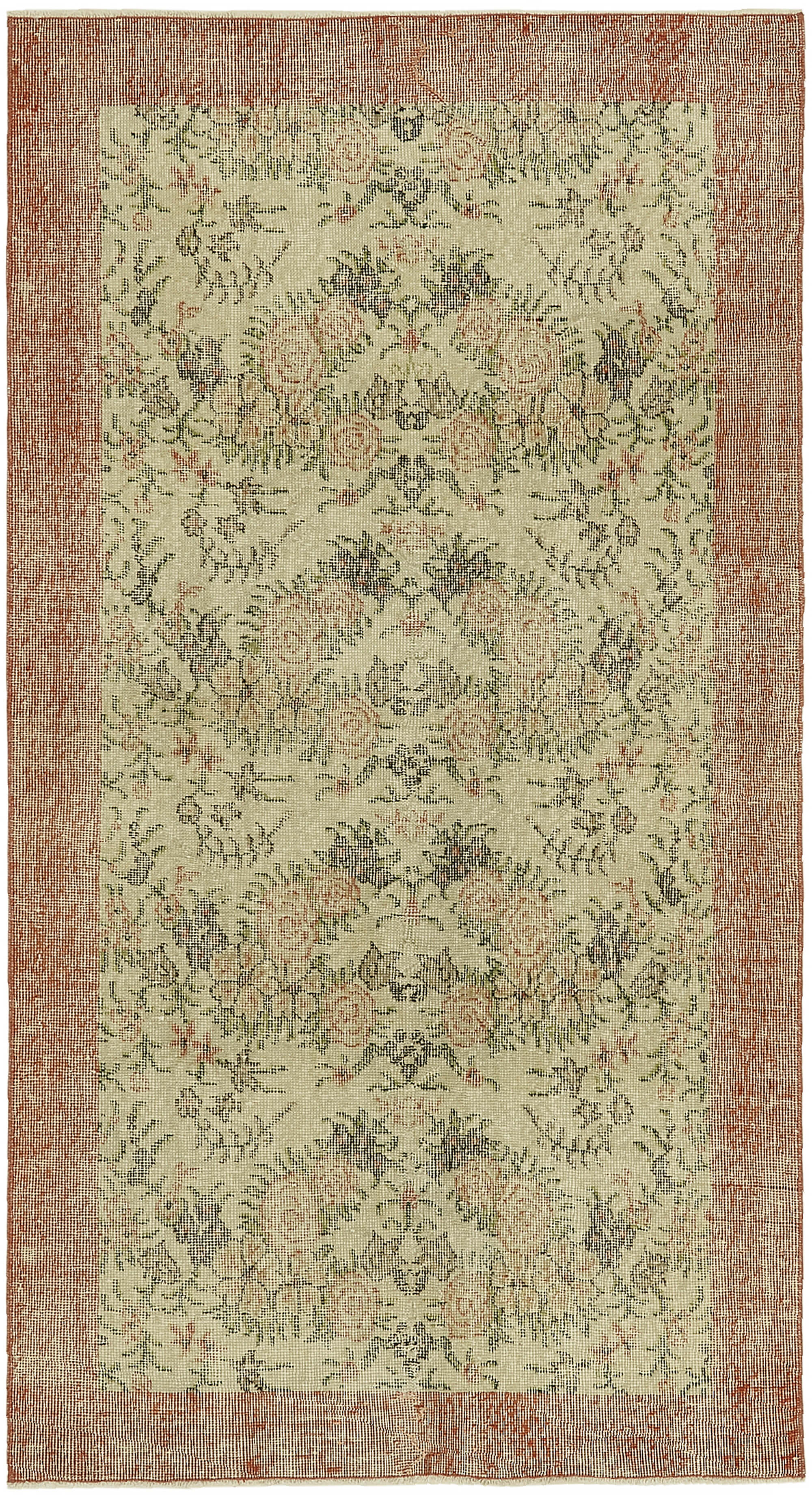 4x7 Beige Turkish Vintage Area Rug - 45859