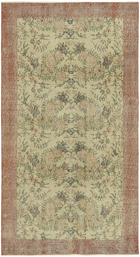 4x7 Beige Turkish Vintage Area Rug - 45859
