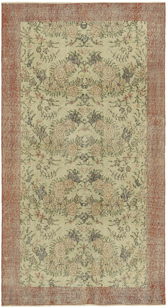 4x7 Beige Turkish Vintage Area Rug - 45859