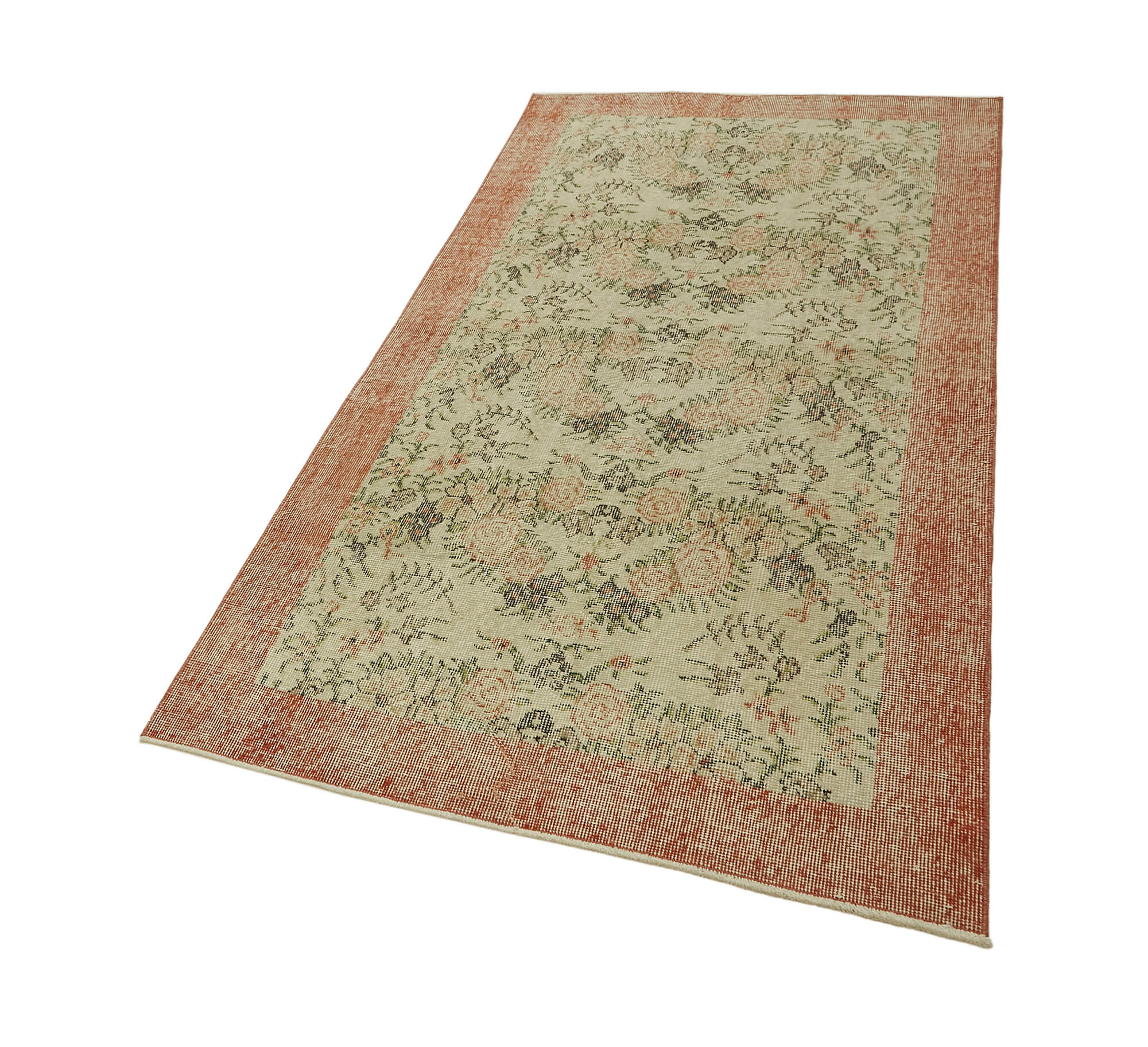 4x7 Beige Turkish Vintage Area Rug - 45859