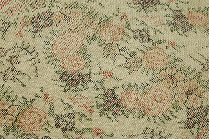 4x7 Beige Turkish Vintage Area Rug - 45859