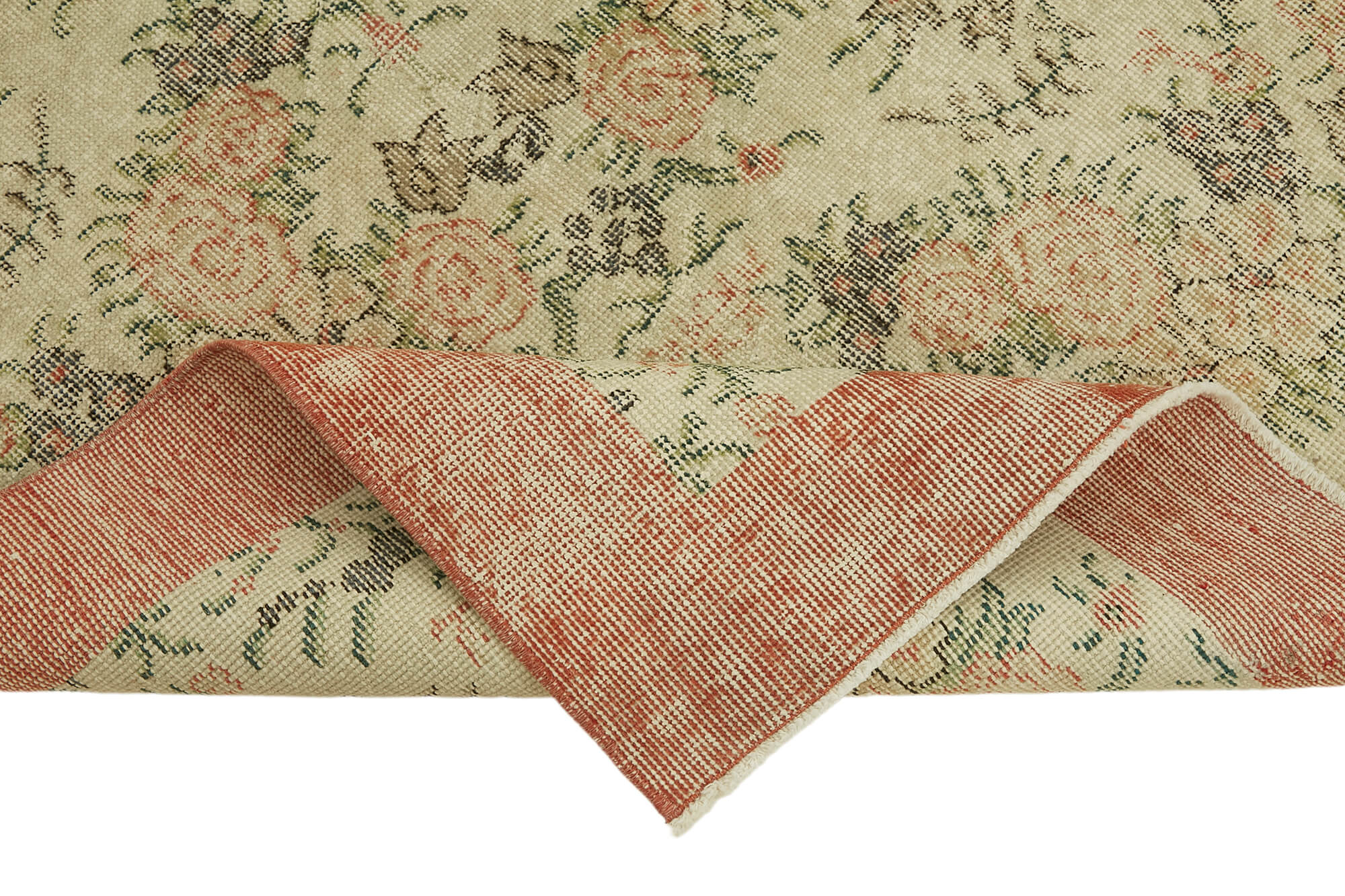 4x7 Beige Turkish Vintage Area Rug - 45859
