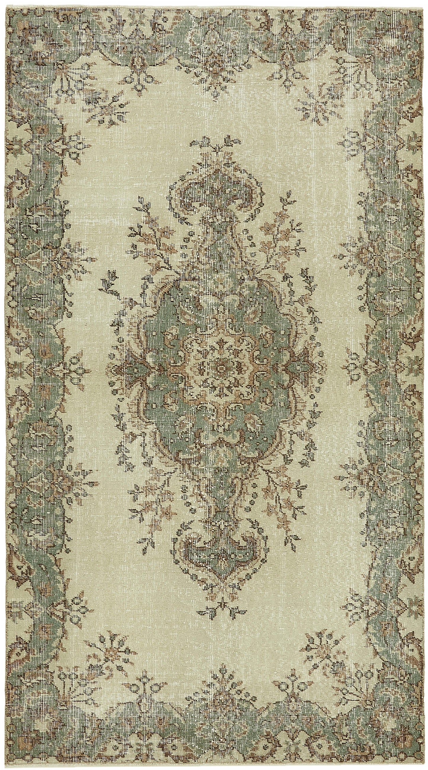 4x7 Beige Turkish Vintage Area Rug - 45860