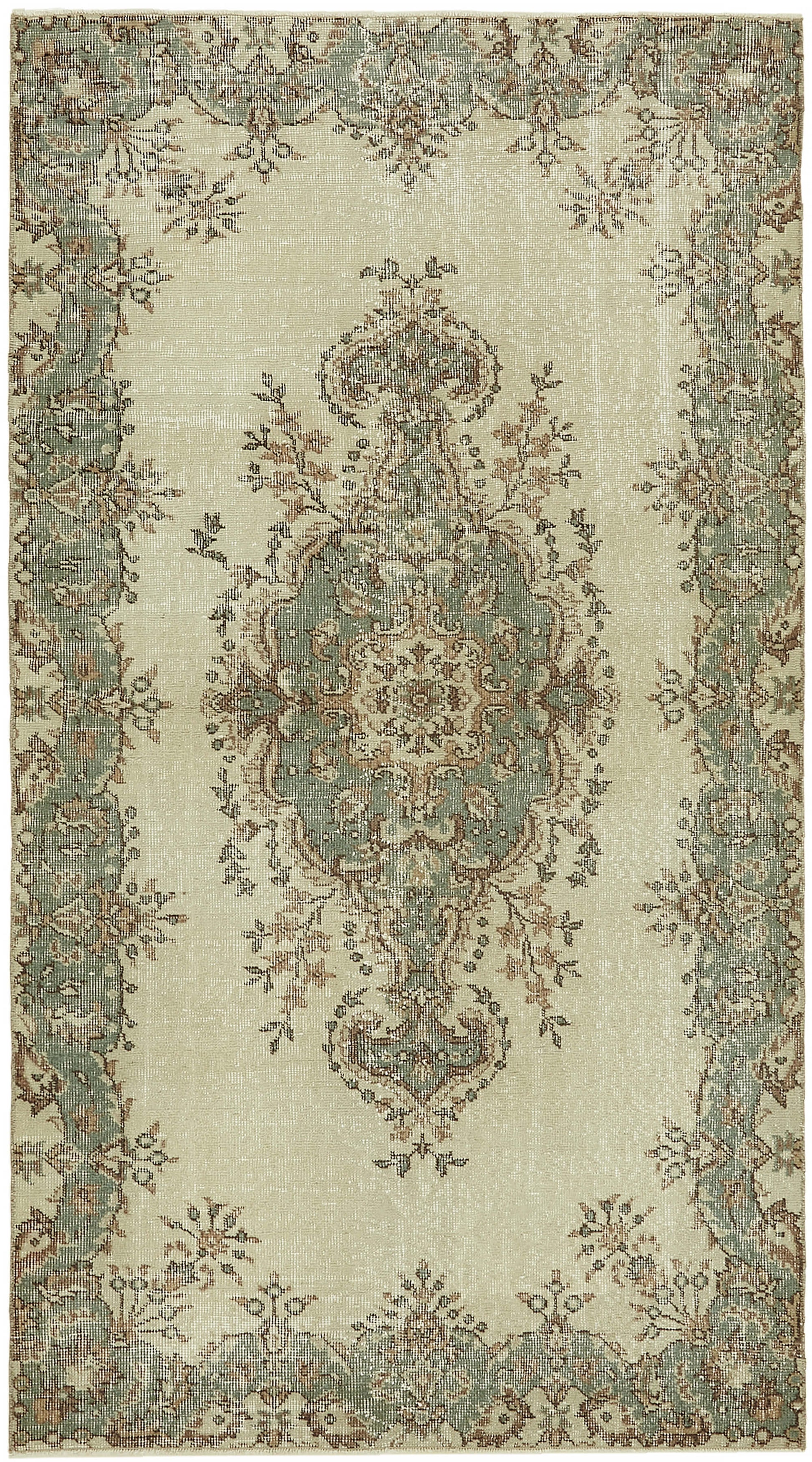4x7 Beige Turkish Vintage Area Rug - 45860