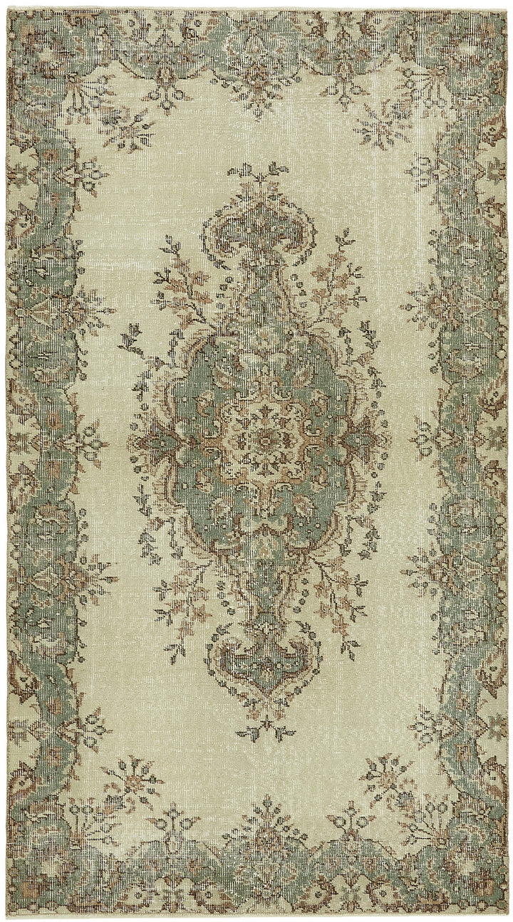 4x7 Beige Turkish Vintage Area Rug - 45860