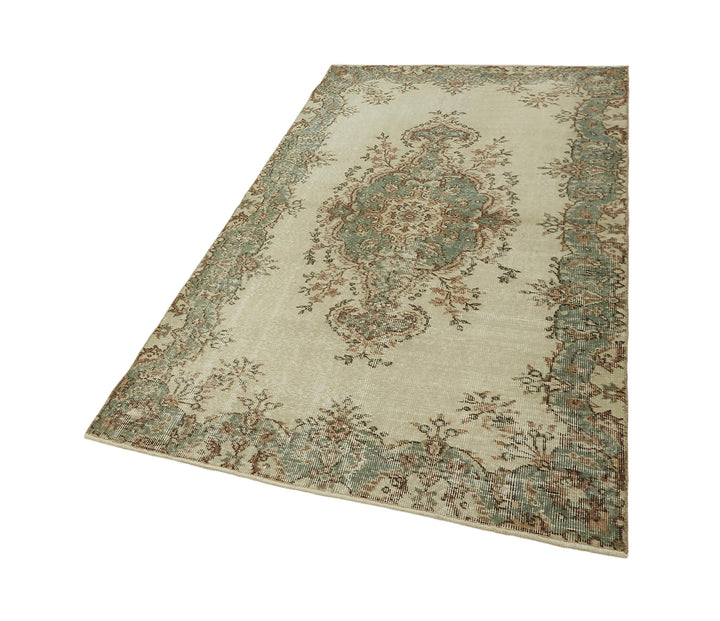 4x7 Beige Turkish Vintage Area Rug - 45860