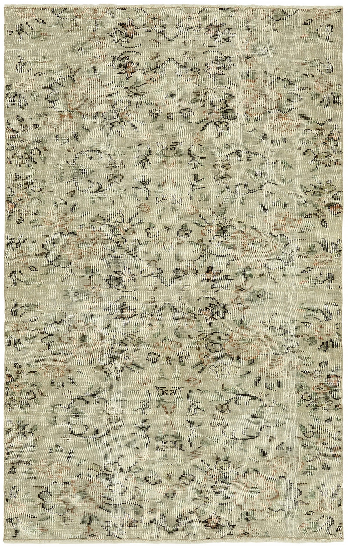 4x6 Beige Turkish Vintage Area Rug - 45861