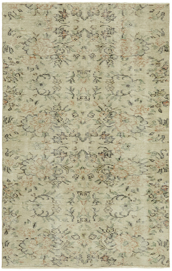 4x6 Beige Turkish Vintage Area Rug - 45861