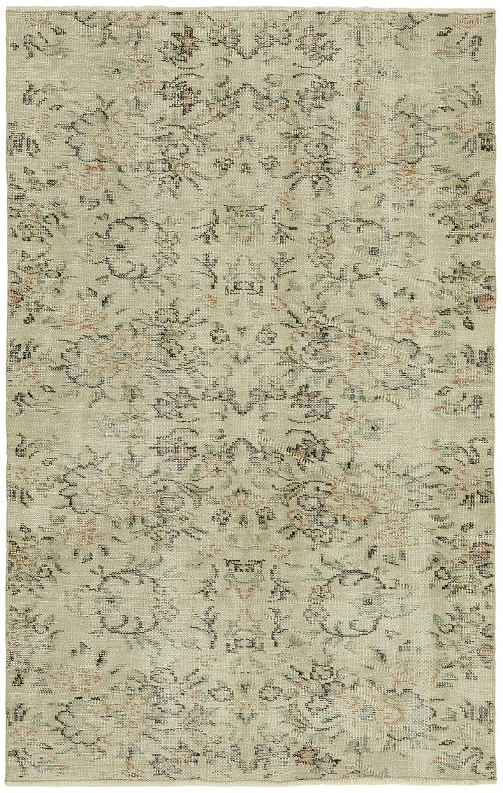4x6 Beige Turkish Vintage Area Rug - 45861