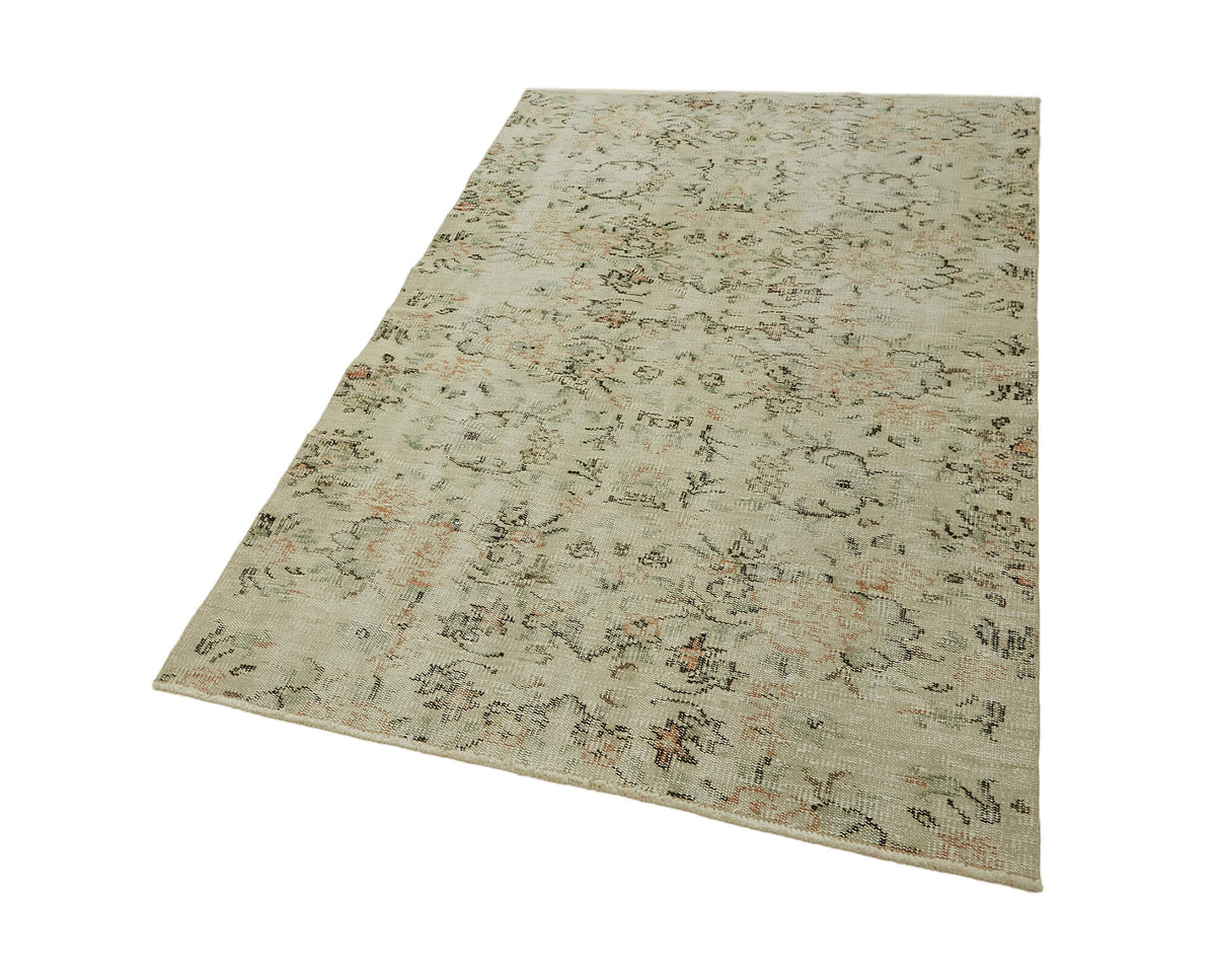 4x6 Beige Turkish Vintage Area Rug - 45861