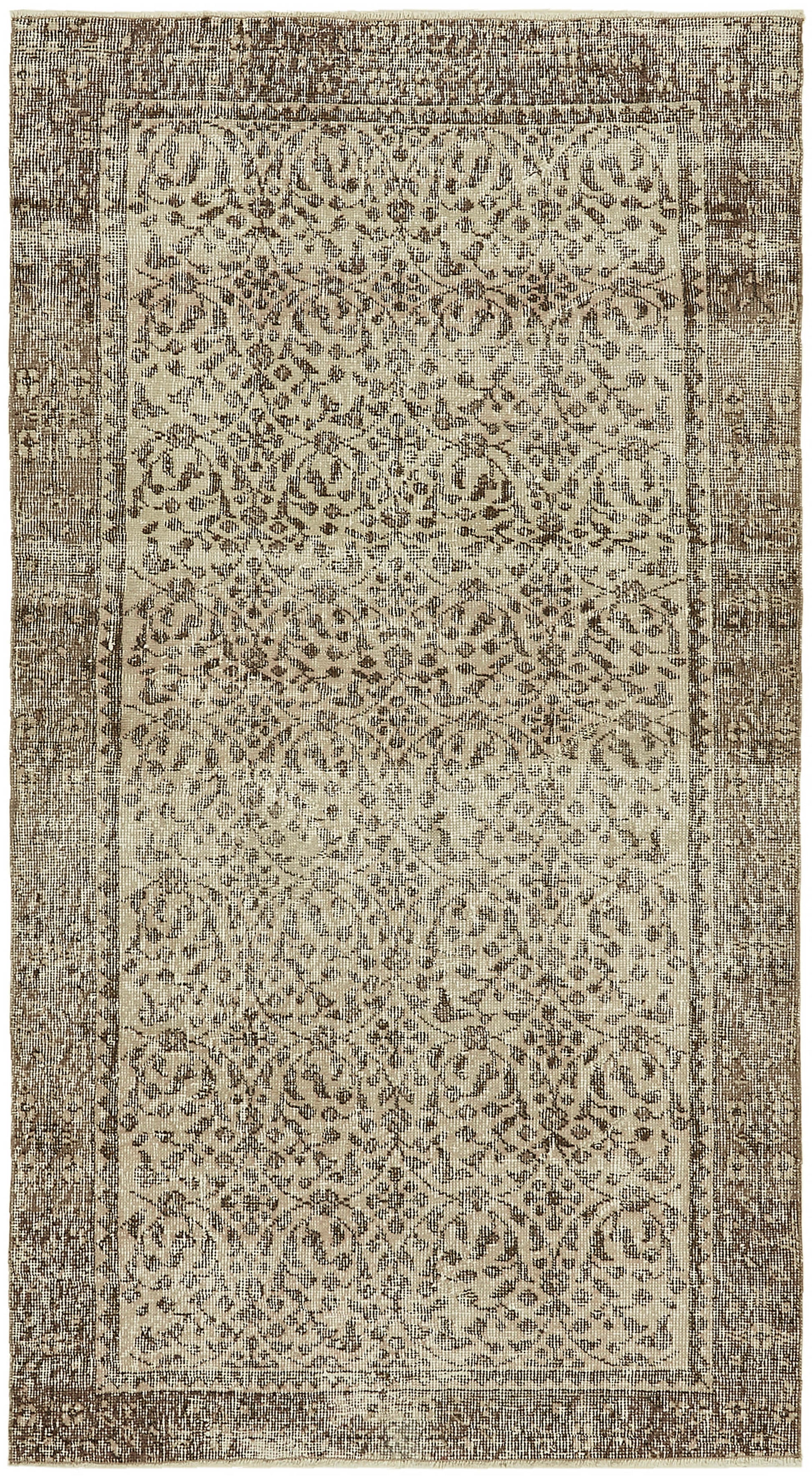 4x6 Beige Turkish Vintage Area Rug - 45863