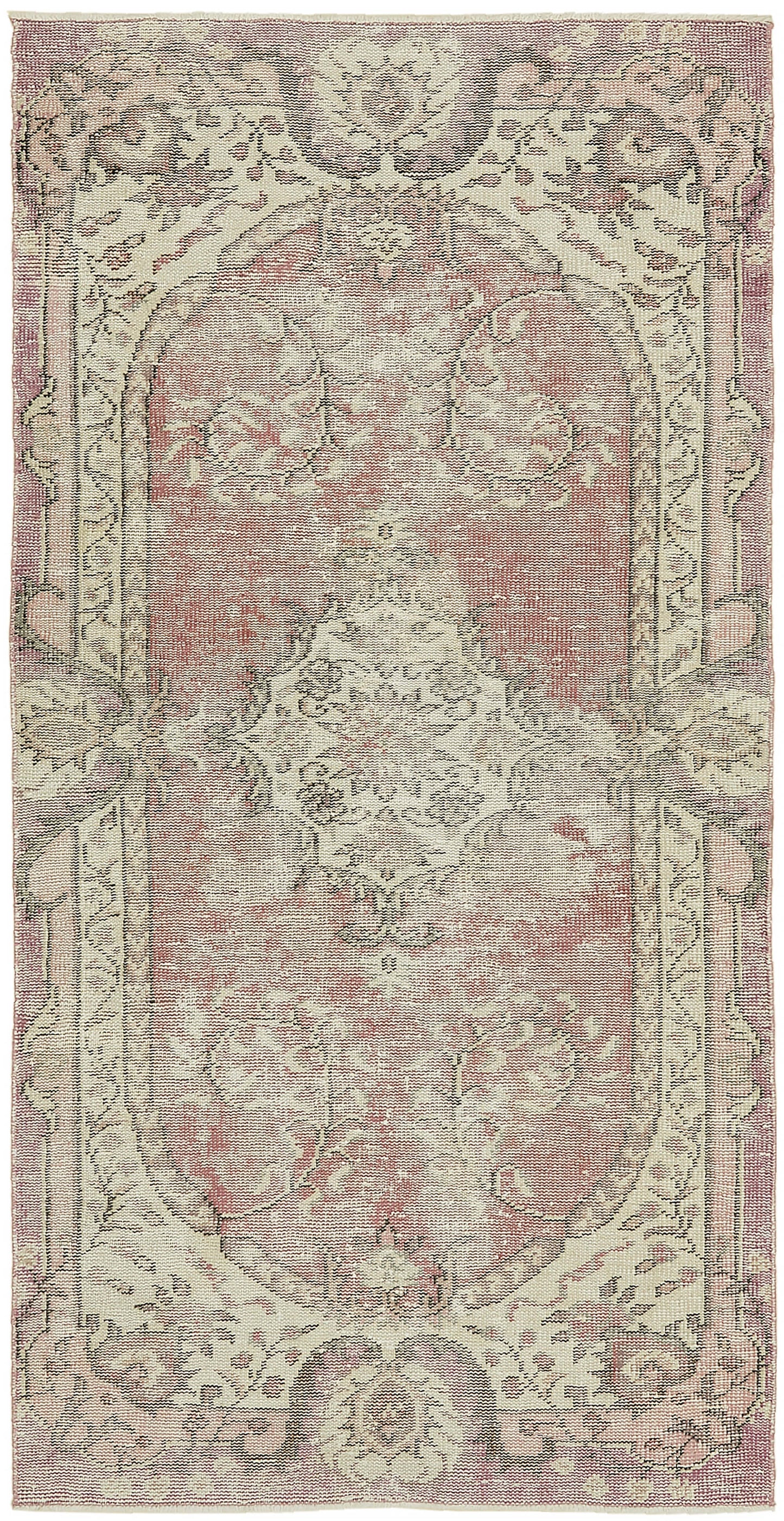 3x7 Beige Turkish Vintage Area Rug - 45864