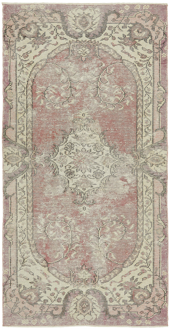 3x7 Beige Turkish Vintage Area Rug - 45864