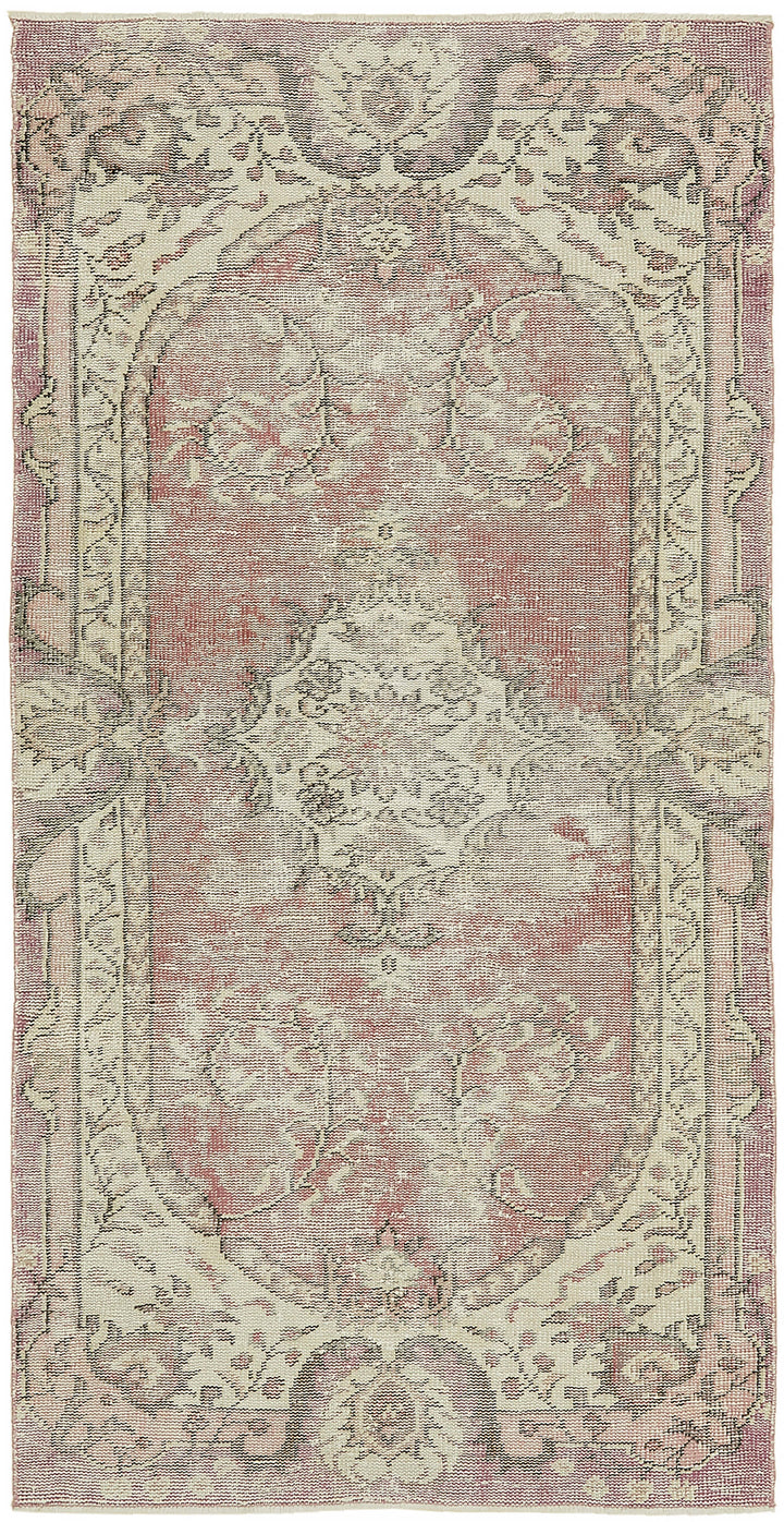 3x7 Beige Turkish Vintage Area Rug - 45864