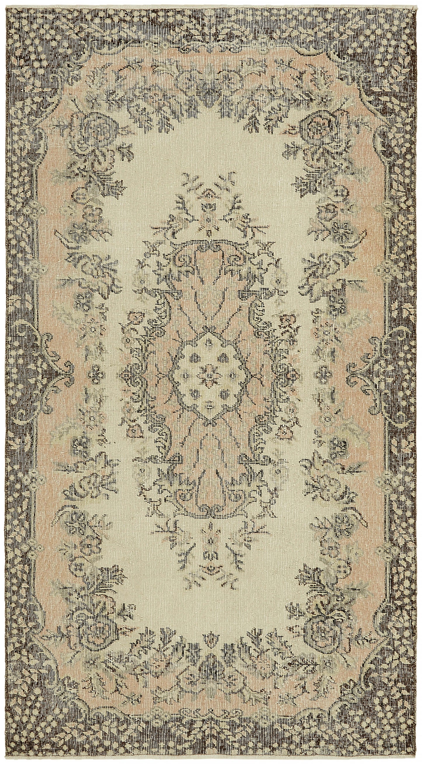 4x7 Beige Turkish Vintage Area Rug - 45865