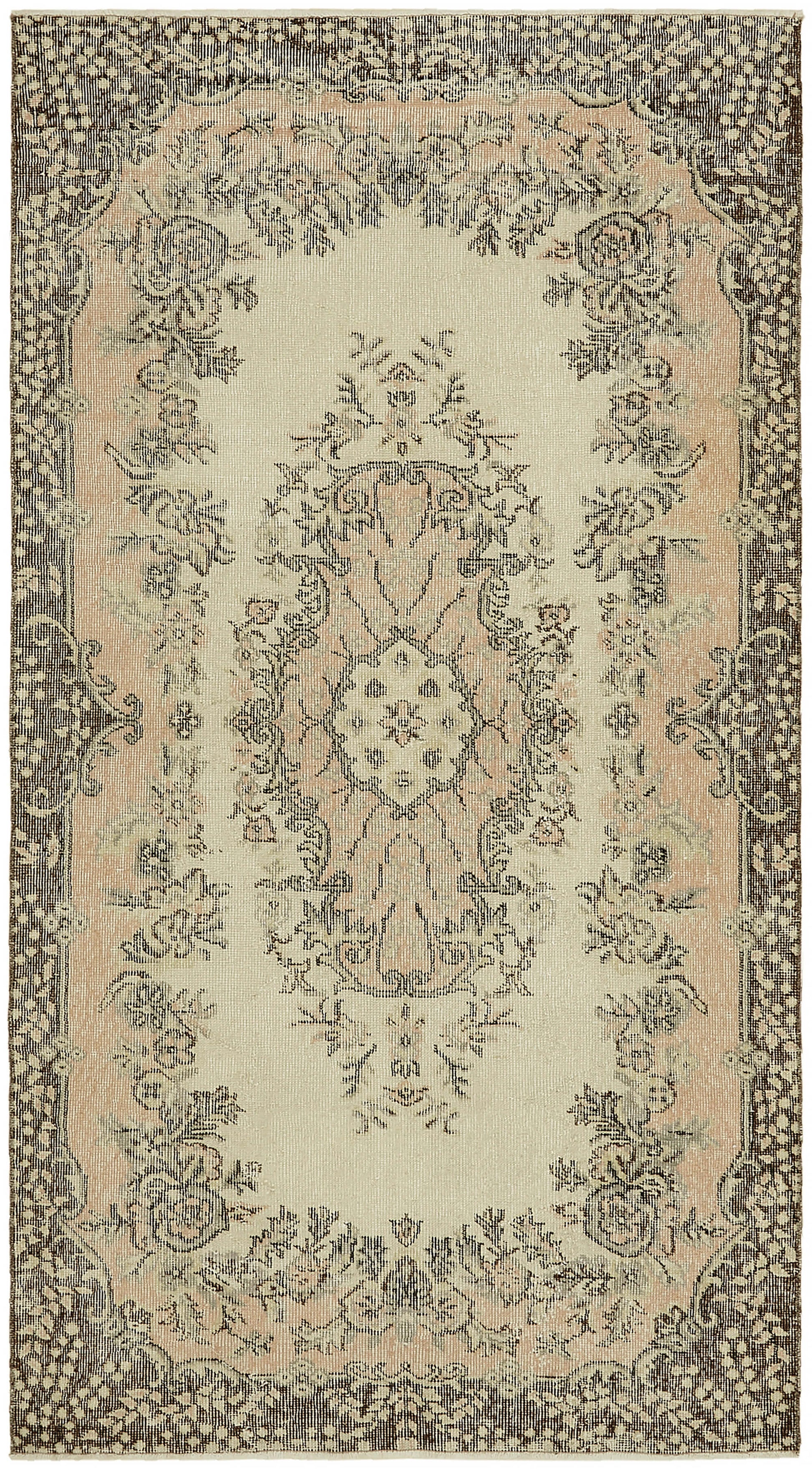 4x7 Beige Turkish Vintage Area Rug - 45865