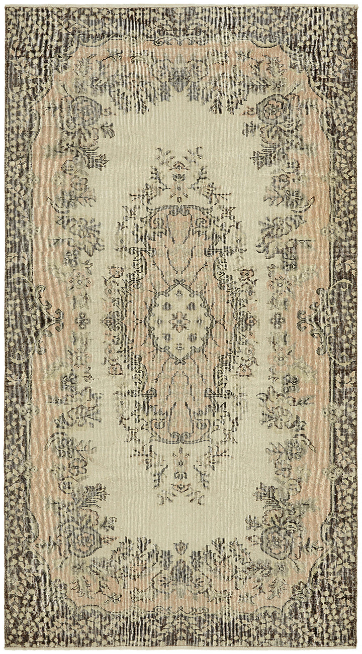 4x7 Beige Turkish Vintage Area Rug - 45865