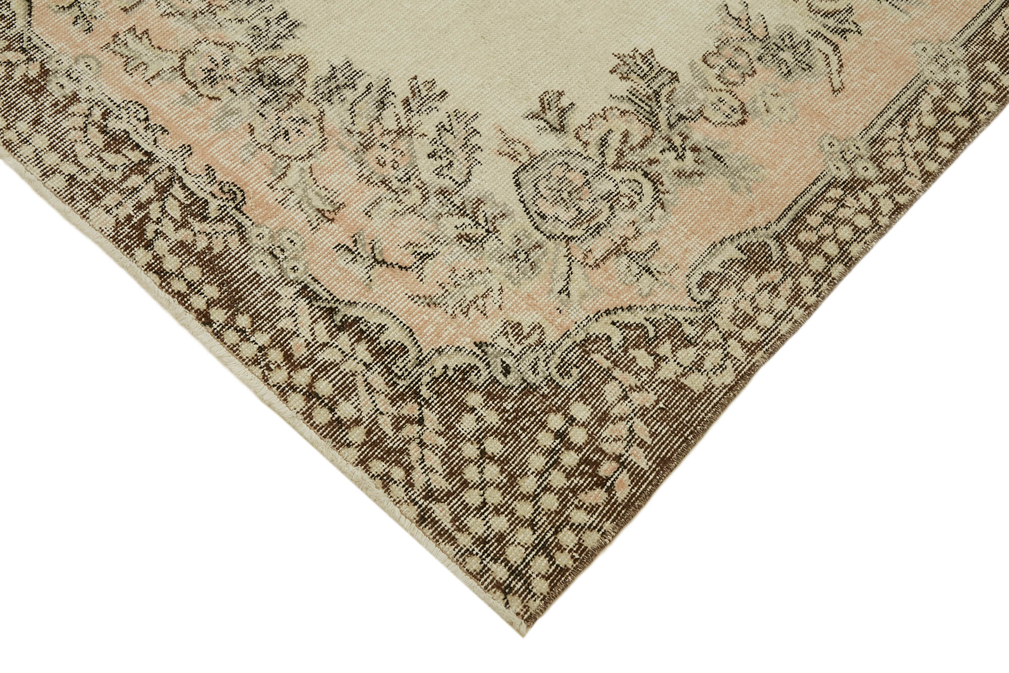 4x7 Beige Turkish Vintage Area Rug - 45865