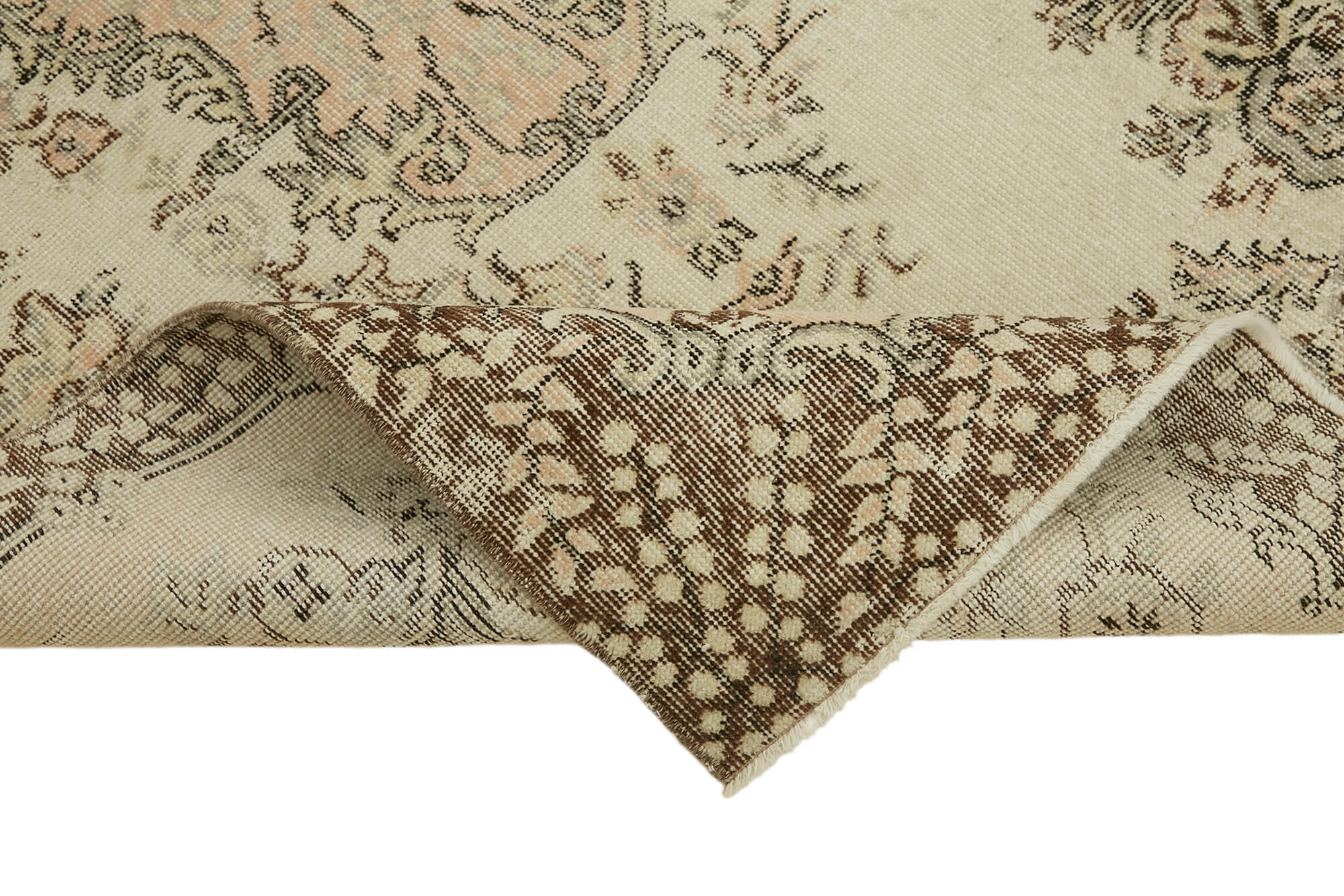 4x7 Beige Turkish Vintage Area Rug - 45865