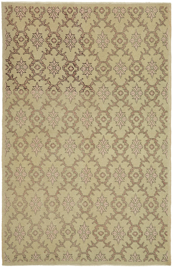 5x7 Beige Turkish Vintage Area Rug - 45869